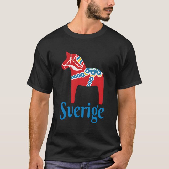 Camiseta Sverige Suecia sueca Dala Horse Dalecarlian Hors (Frente)