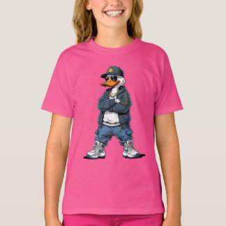 Camiseta Swag Cartoon Duck with Gold Chains and Hoodie