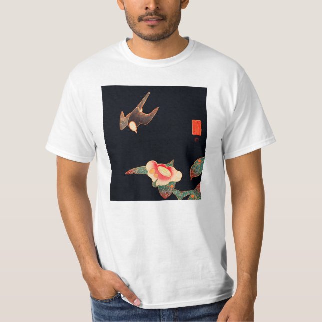 Camiseta Swallow e Camellia (1900) apresentada por Ito Jaku (Frente)