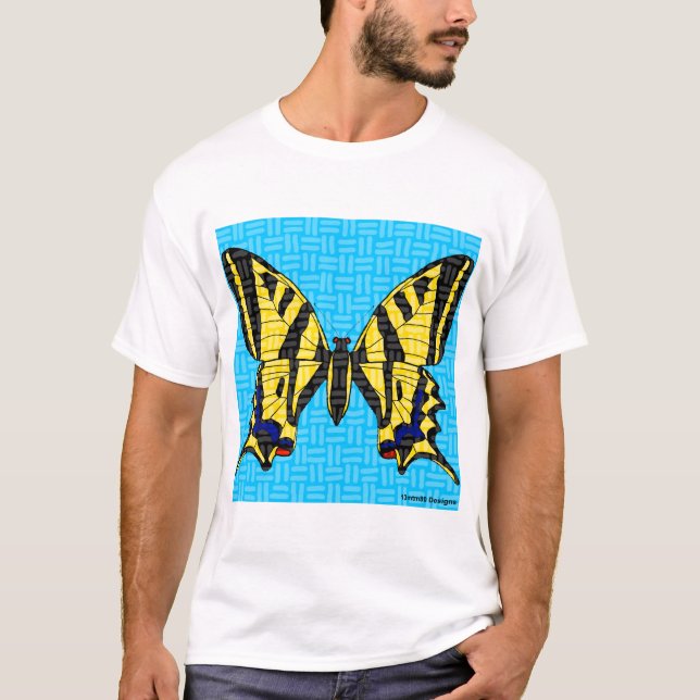 Camiseta Swallowtail (branco) - Camisa-T básica clara, masc (Frente)