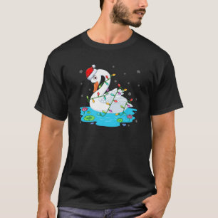 Camiseta Swan Bird Xmas Lighting Reindeer Hat Swan Christma
