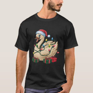 Camiseta Swan Xmas Lighting Santa Hat Swan Bird Natal