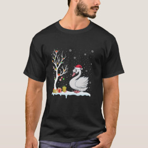 Camiseta Swans Santa Hat Árvore Festiva Luz Natal Pajam