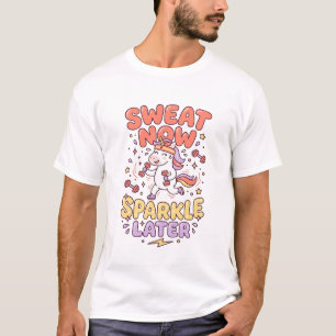 Camiseta Sweat de Unicórnio Agora Brilho Posterior Impressã