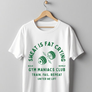 Camiseta Sweat Is Fat Crying Gym Maniacs Club Workout