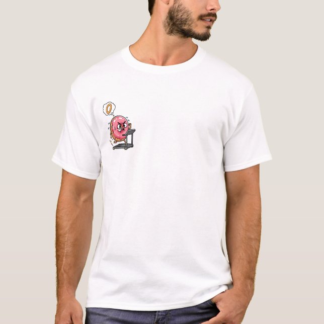 Camiseta Sweating Donut Character Running on Treadmill (Frente)