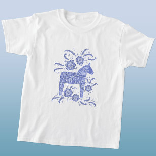 Camiseta Swedish Dala Horse Blue Viking T-Shirt