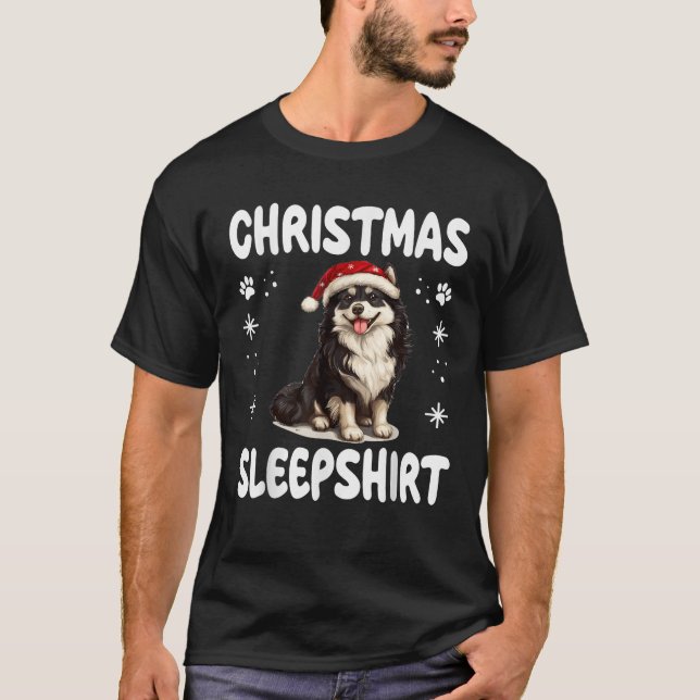 Camiseta Swedish Lapphund Dog Nightgown Pajama Christmas Sl (Frente)