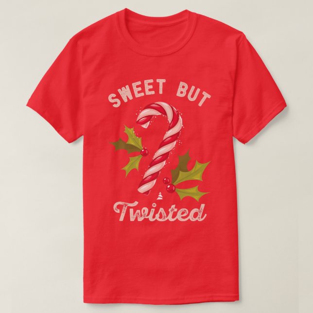 Camiseta Sweet But Twisted Candy Cane Funny Christmas Holid (Frente do Design)
