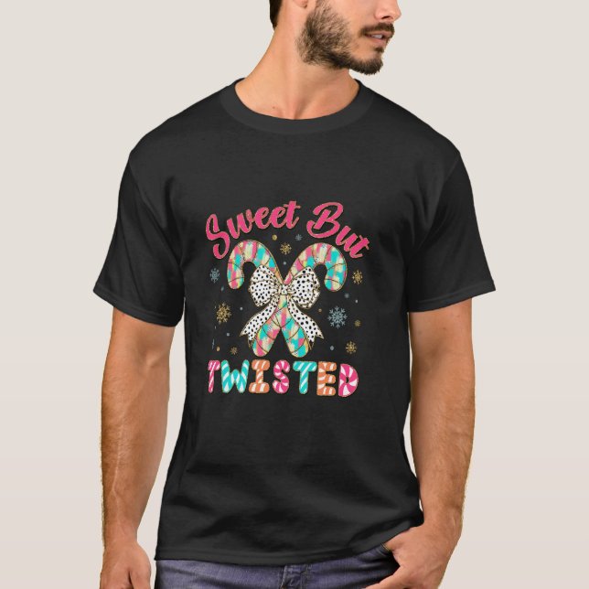 Camiseta Sweet But Twisted Funny Christmas Candy Cane  (Frente)