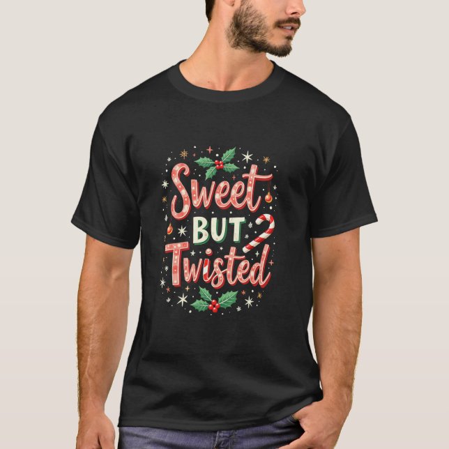 Camiseta Sweet But Twisted Funny Christmas Candy Cane Xmas  (Frente)