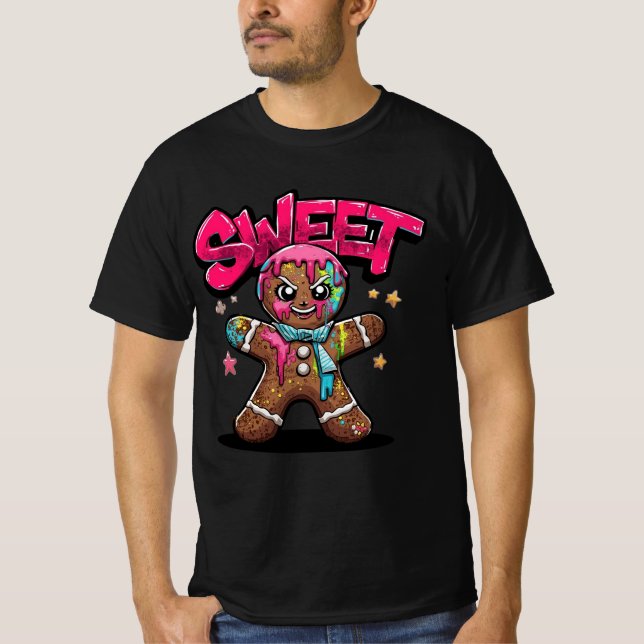 Camiseta Sweet Chaos – Graffiti Gingerbread Christmas Shirt (Frente)