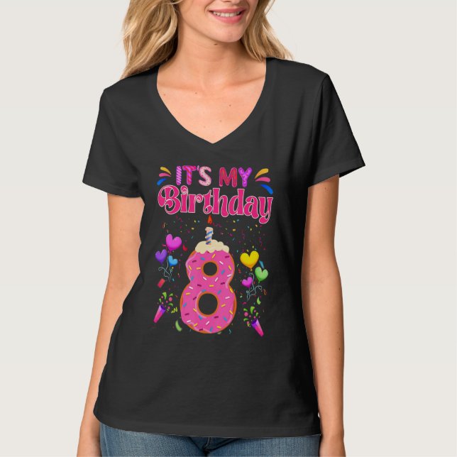 Camiseta Sweet Donut It's My 8th Birthday  8 Years Old (Frente)