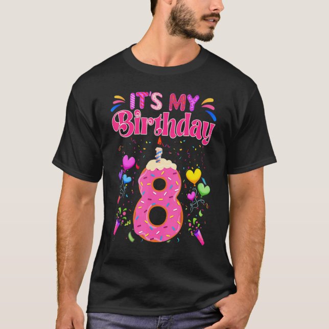 Camiseta Sweet Donut It's My 8th Birthday  8 Years Old (Frente)