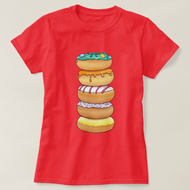 Camiseta 🍩Sweet Donut Stack Women’s Basic T-Shirt (Frente do Design)