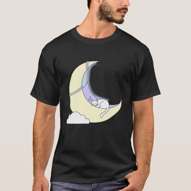 Camiseta Sweet Dreams Feline: Minimalist Cat Sleeping (Frente)
