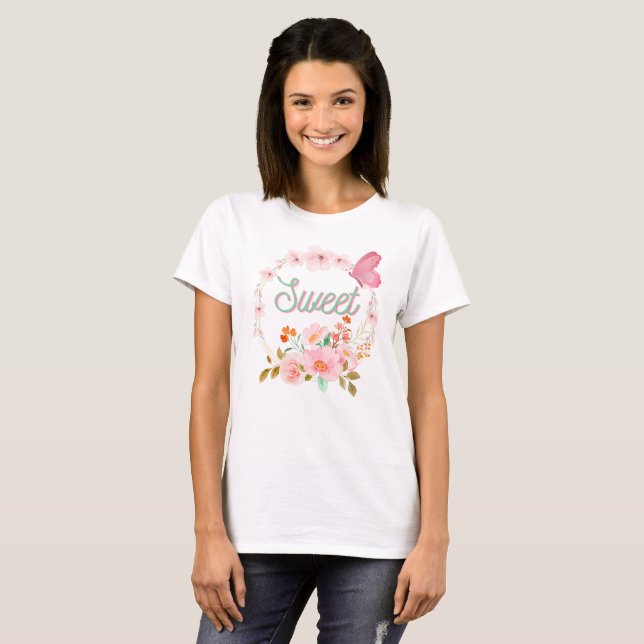Camiseta sweet flower Ｔシャツ (Frente Completa)