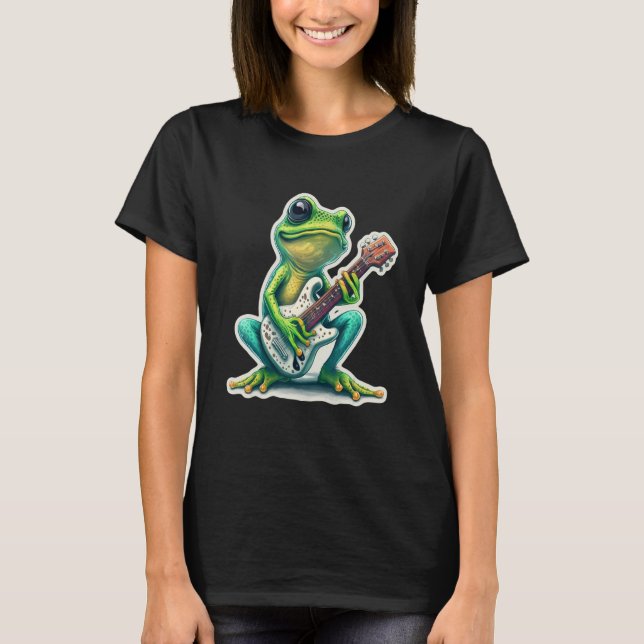 Camiseta Sweet Frog Amphibian Guitar Rock Guitar Player Abs (Frente)