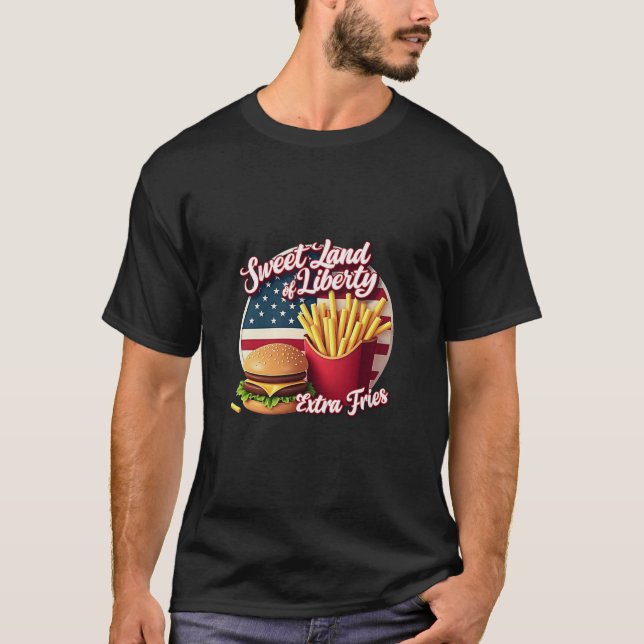Camiseta Sweet land of liberty and extra fries (Frente)