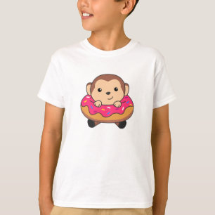 Camiseta Sweet Monkey Funny Animals In Donut Pink