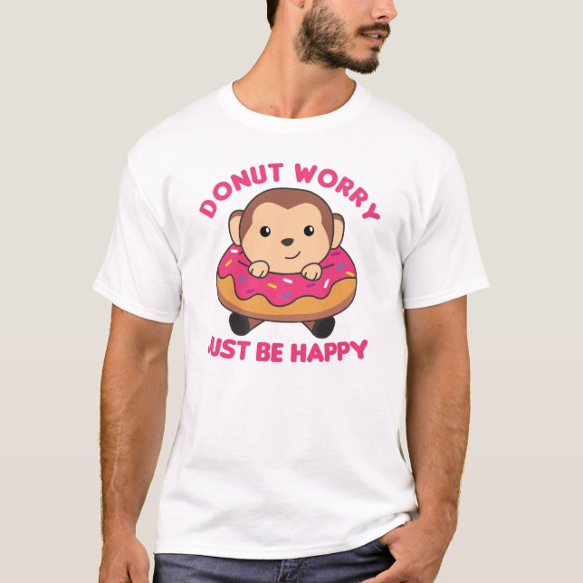 Camiseta Sweet Monkey Funny Animals In Donut Pink (Frente)