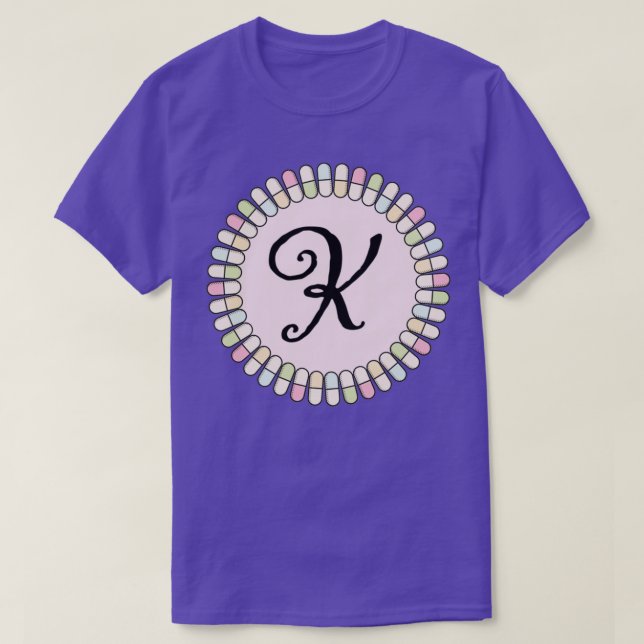 Camiseta Sweet pills Initial K (Frente do Design)