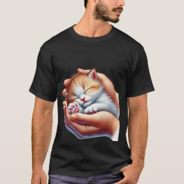 Camiseta Sweet Sleeping Kitten in Hands Tiny Calico Cat ✨
