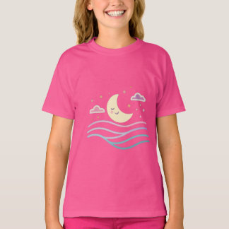 Camiseta Sweet Smiling Moon & Stars – Cute Night Design for