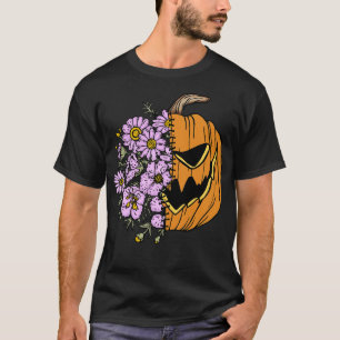 Camiseta Sweet Sorta Spooky Flower Pumpkin Halloween Spooky