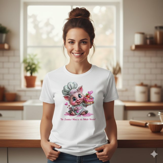 Camiseta Sweetest Mom Pig Chef Women's T-Shirt (Criador carregado)