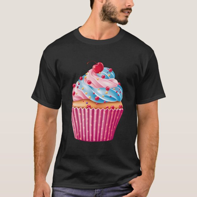 Camiseta Sweets K Cupcake Sprinkles Pattern Dessert Food (Frente)