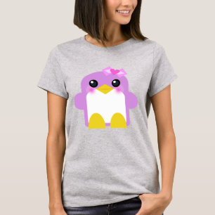 Camiseta sweety do rosa da menina do pinguim do kawaii
