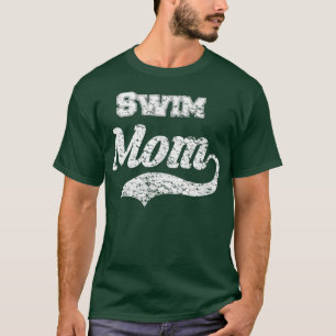 Camiseta Swim Mom Distressed Tee Mother of a Swimmer