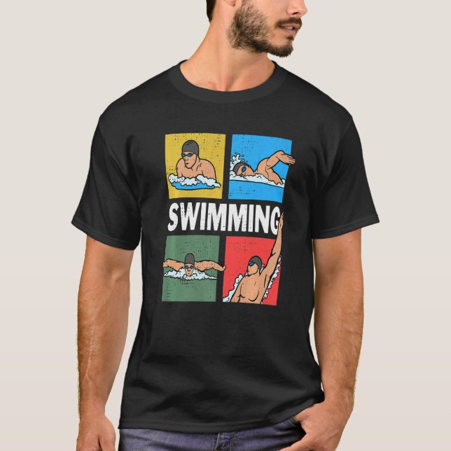 Camiseta Swimming crawl, chest, back, dolphin, 4 swimming s (Frente)