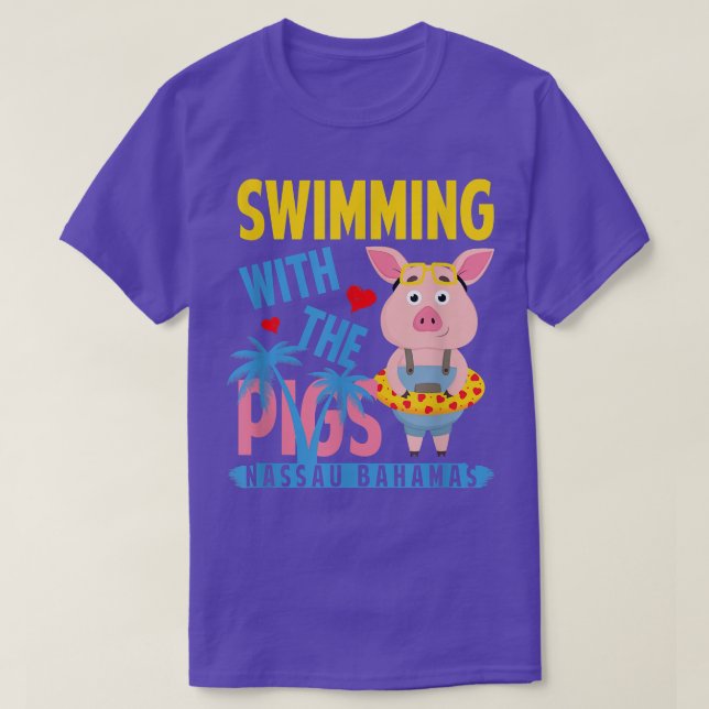 Camiseta Swimming With The Pigs Nassau Bahamas Hello Summer (Frente do Design)