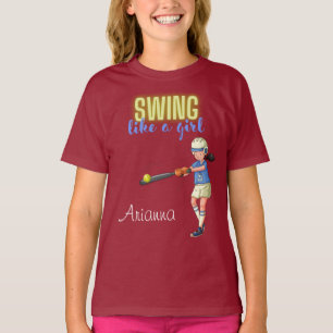 Camiseta Swing Como Uma Garota Softball 