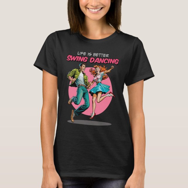 Camiseta Swing Dancing 1950s Sock Salto Lindy Salto Dance (Frente)