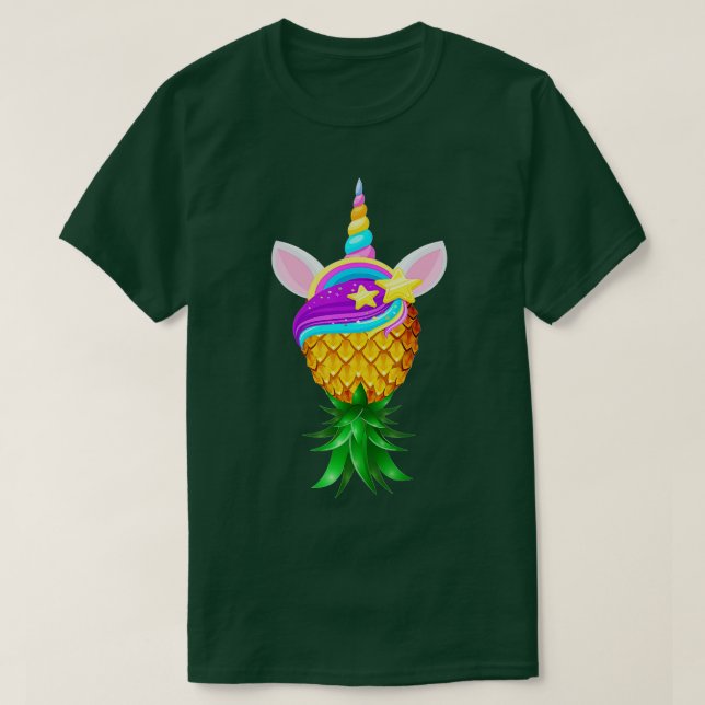 Camiseta Swinger para Baixo Pineanás Cabeça Mágica de Unicó (Frente do Design)
