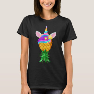 Camiseta Swinger Upside Down Pineapple Magical Unicorn Head