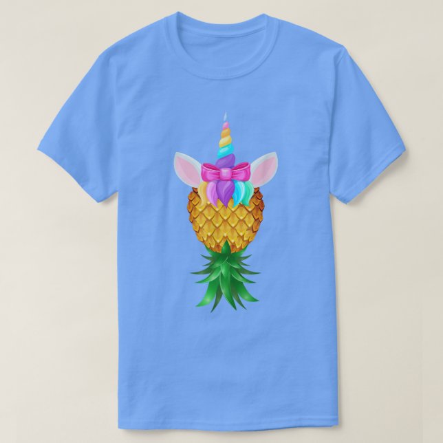Camiseta Swinger Upside Down Pineapple Magical Unicorn Rain (Frente do Design)