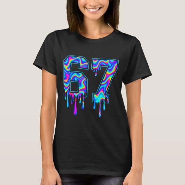 Camiseta Swirl Six Seven Drip 6 7 Meme Gen Alpha Slang  (Frente)