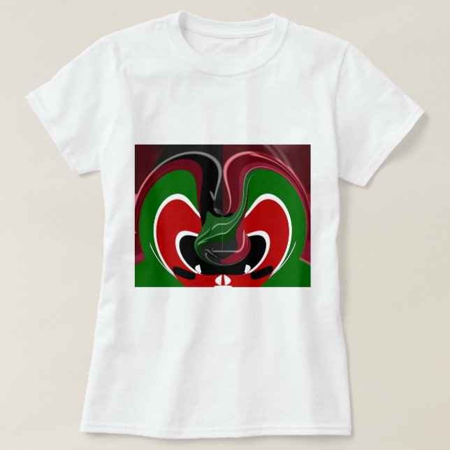 Camiseta Swirling Kenyan Flag: Uma arte moderna do Motif (Frente do Design)