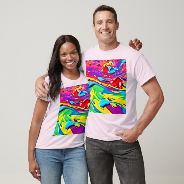 Camiseta Swirling Vibrant Paint Art (Unissex)