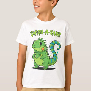Camiseta Swish-A-Saur Iguana Dinossauro Fofo com Swi Listra