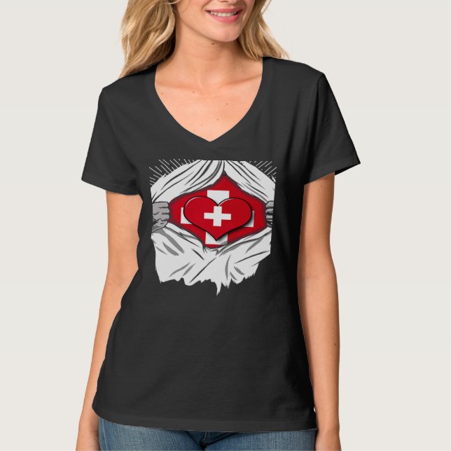 Camiseta Swiss flag home of Switzerland   (Frente)