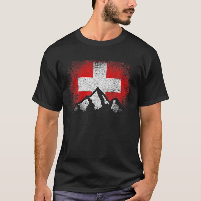Camiseta Swiss Switzerland Flag Mountain Ski Winter Gift Co (Frente)