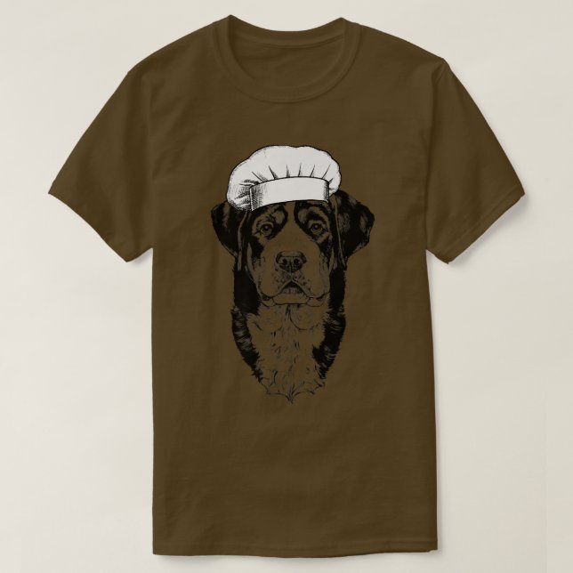 Camiseta Swissy Greater Swiss Mountain Dog Cook Chef Engraç (Frente do Design)