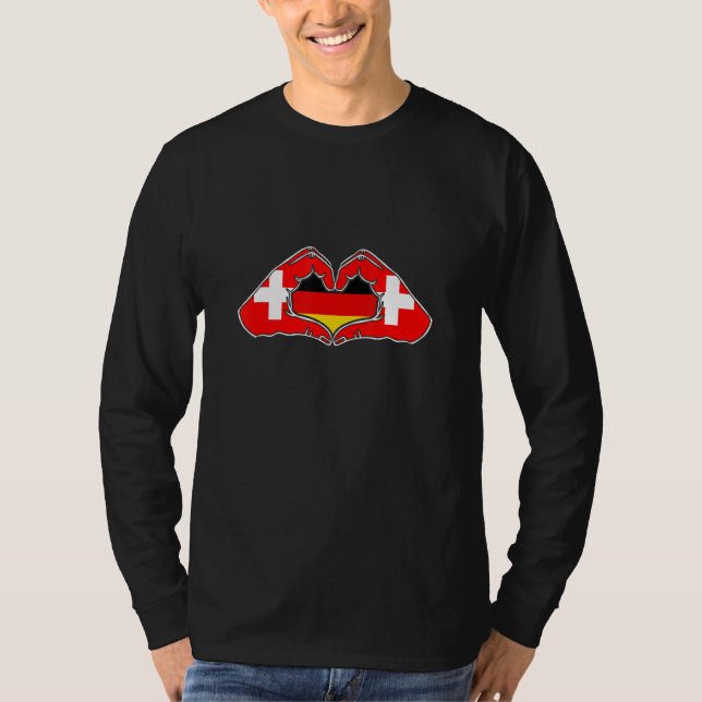 Camiseta Switzerland and Germany  Heart hand friendship  (Frente)