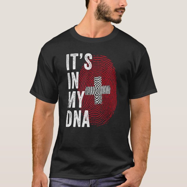 Camiseta Switzerland It's In My DNA Cute Swiss Fingerprint  (Frente)