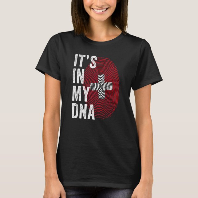 Camiseta Switzerland It's In My DNA Cute Swiss Fingerprint  (Frente)